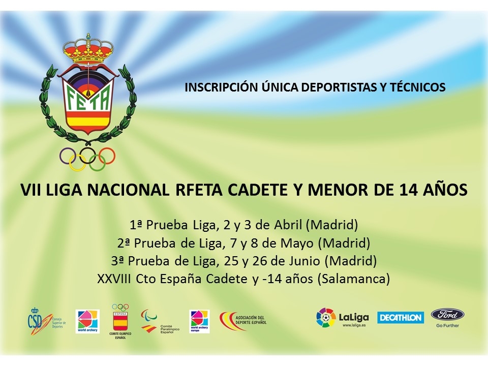 VII LIGA RFETA CADETE Y MENOR DE 14 AÑOS  - 2016 - Inscríbete