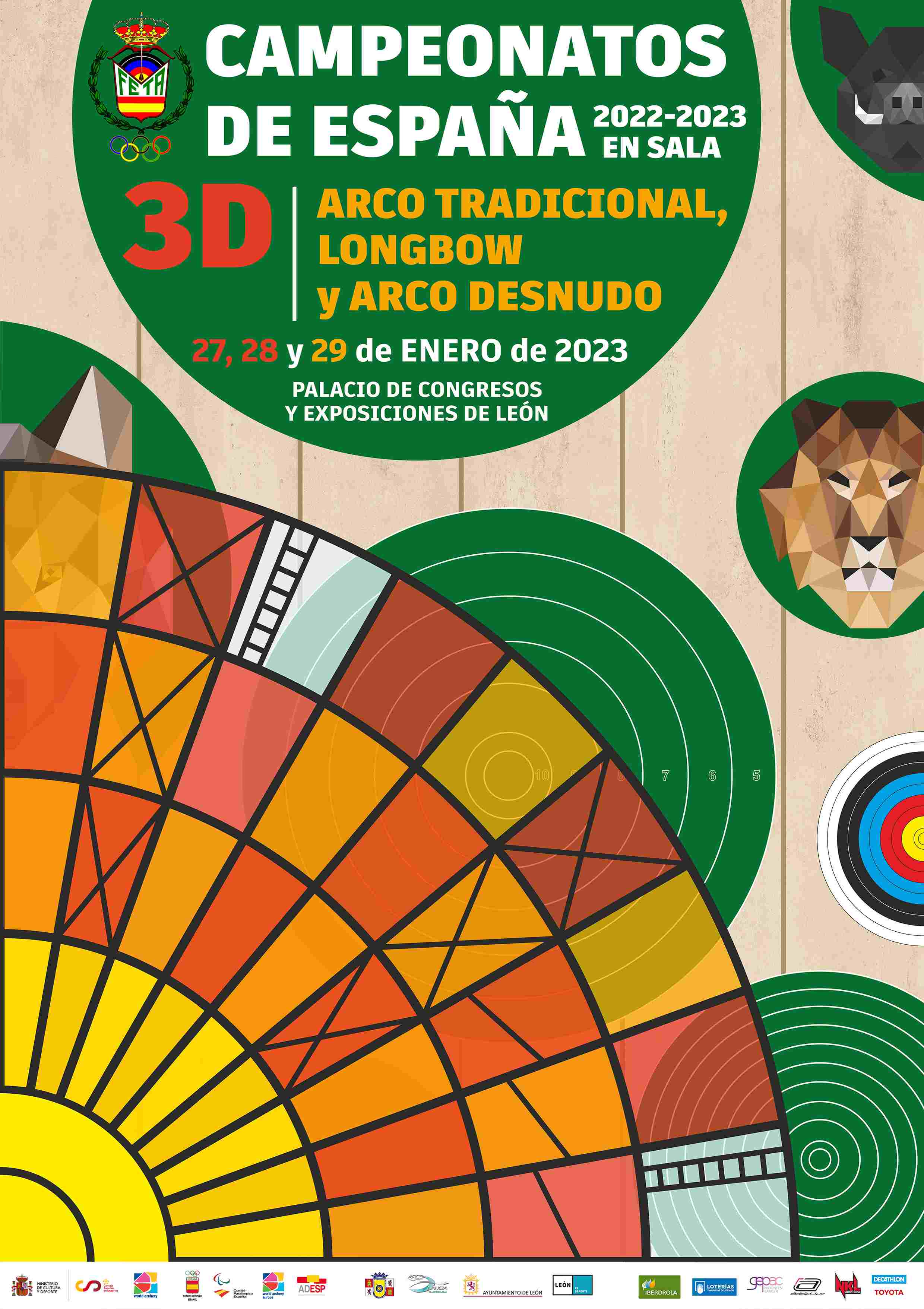 CAMPEONATOS DE ESPAÑA 3D Y ARCO TRADICIONAL, ARCO DESNUDO Y LONGBOW EN SALA - LEÓN 2023 - Inscríbete